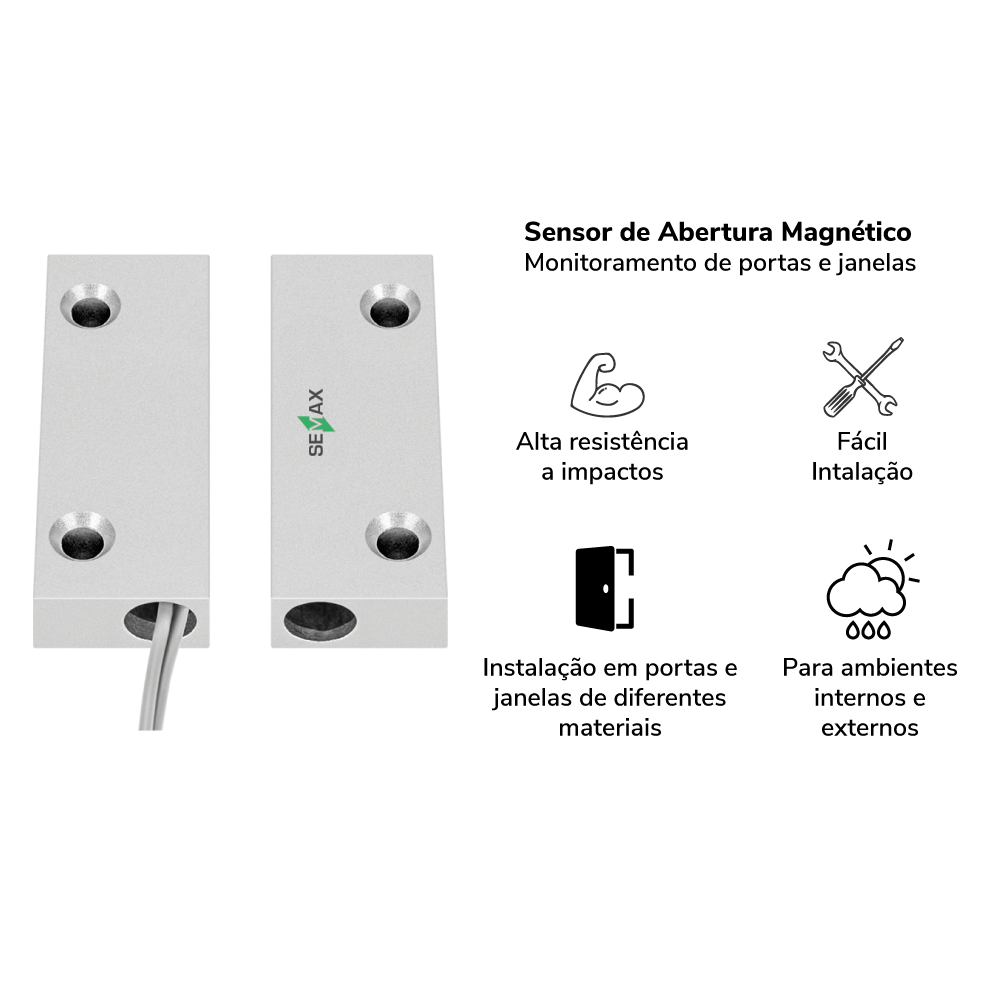 Sensor de Abertura equipamento Semax Alert - alarme para empresa / alarme de intrusão